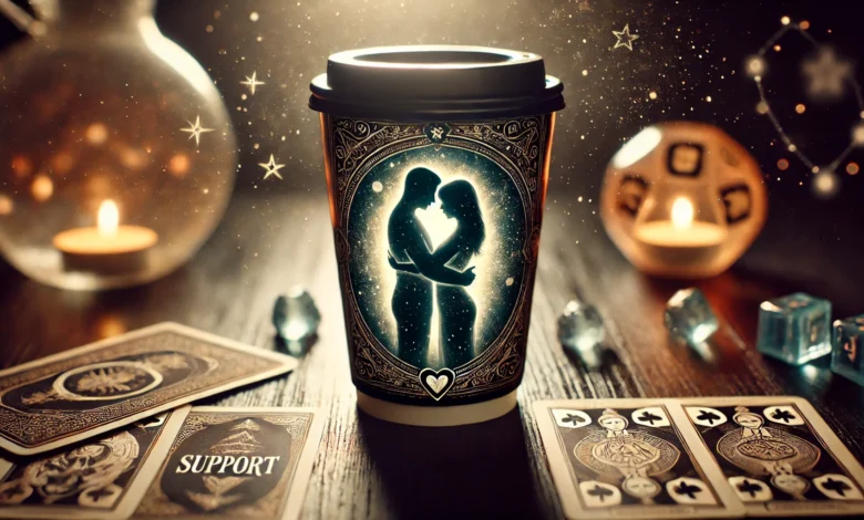 kahve falında birbirine sarılmış iki insan